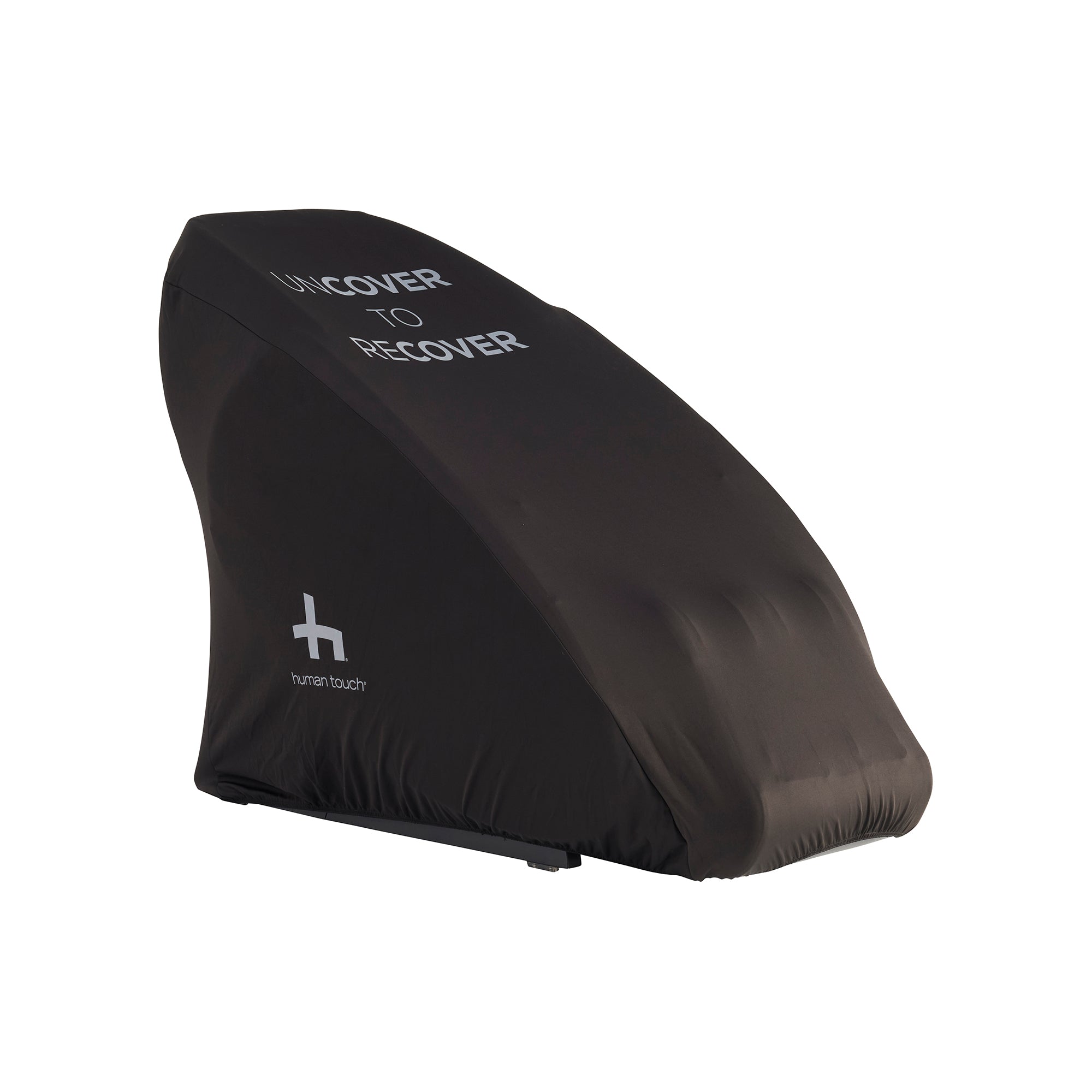 Black protective massage chair cover with Human Touch logo, designed for Ascent Series chairs